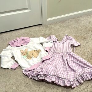Girls dress and sweater set. Purchased from little stocking company.